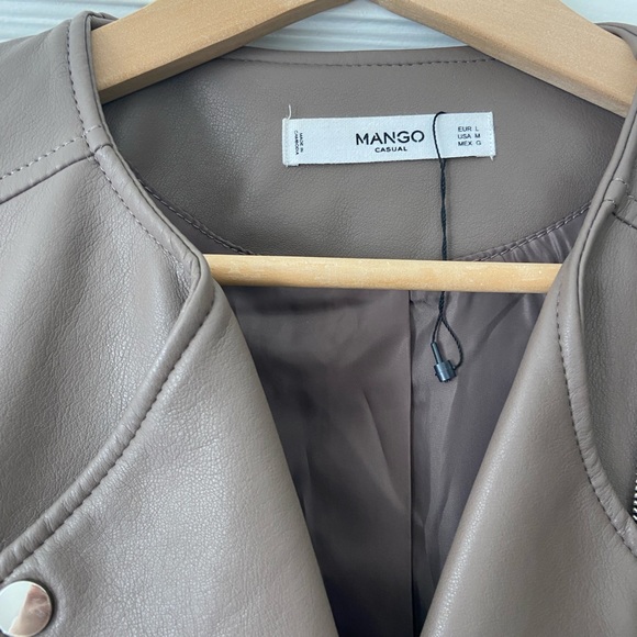 MANGO NWOT Biker Leather Jacket -L - Picture 10 of 15